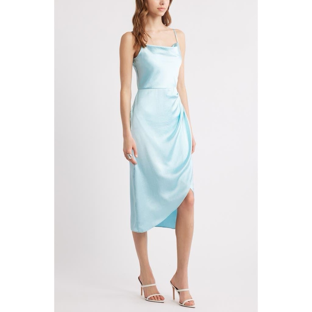 Elegant Light Blue Satin Dress